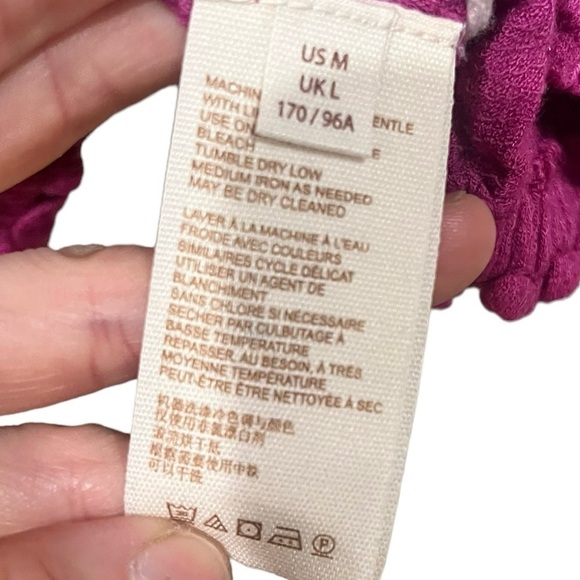 Free People Cora Lee Ombre Tie Dye Top Ruffle Trim Fuschia Pink SIze Medium Boho - Picture 8 of 10